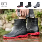【Alberta】加大碼 39-45 底3cm筒高16cm 素色低筒厚底雨鞋 防水鞋面 雨靴 短