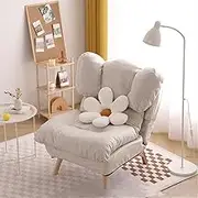 Recliner Lazy Sofa Chair, Modern Soft Reading Chair, Lounge Chair Indoor, Bedroom Living Room Balcony Recliner Rest Chair, Chaise Lounge Chair Indoor, Technology Fabric(White)