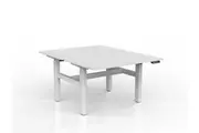 OL Agile 2 Column Electric Height Adjustable Shared Desk White Top White Frame