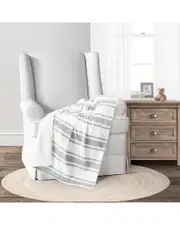 Lush Decor Farmhouse Stripe Soft Sherpa Blanket
