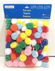 Creatology POM POMS 1" Assorted Solid PRIMARY COLORS 80pcs Value PACK Crafts