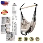 60" x 47" Boho Macrame Hammock Chair - Soft Cotton Swing for Indoor & Outdoor