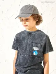 Angel & Rocket Black 100% Cotton Sonic Seam Detail Printed T-Shirt (B16603) | $44 - $48