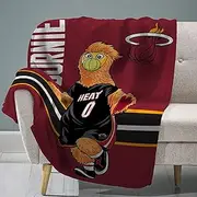 Sleep Squad Miami Heat Burnie 60” x 80” Raschel Plush Blanket –A NBA Mascot Super-Soft Throw