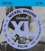 D'Addario Nickel Wound Electric Guitar Strings, Medium Top/Heavy Bottom, 11-52