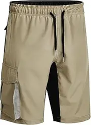 [JEShifangjiusu] Men's Quick-Drying Cycling Shorts Contrasting Color Fitness Shorts Breathable Elastic Mountaineering Shorts