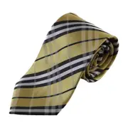 Mens Gold, Brown & Black Plaid Striped Patterned 8Cm Neck Tie