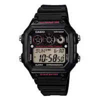 在飛比找松果購物優惠-【CASIO】十年之旅方款膠帶電子錶-黑X粉 (AE-130