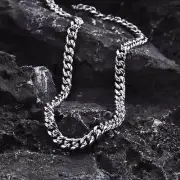 Cuban Chain Necklace, Waterproof Silver Color Unisex Miami Curb Link Chain Choke