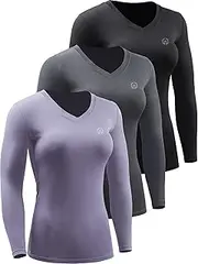 [Neleus] Women's 3 Pack Dry Fit Athletic Compression Long Sleeve T Shirt