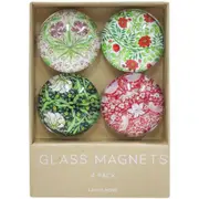 4pc LVD William Morris Large Glass 13.5cm Fridge Magnet Decorative Round Set