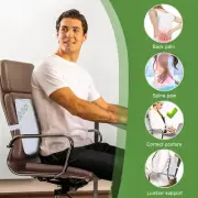 Bamboo Back Support Pillow W/Elastic Strap Memory Foam Cushion Car Seat/Chair