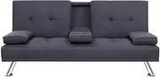 Sofa Bed 175CM Dark Grey Fabric Couch Sleeper Modern Living Room Furniture