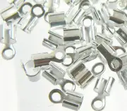 300 Silver Plated Brass Cord Tip Ends Silver-plated 10x5mm 3mm to 5mm Inside