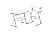 Artiss Computer Desk L-Shape With Keyboard Tray Shelf White
