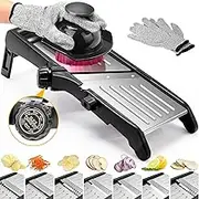 Food Slicer for Kitchen, Adjustable Stainless Steel Mandoline Vegetable Slicer, Food Slicer Onion Potato Chip French Fry 7 in-1 Vegetable Slicer