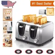 Versatile Stainless Steel Toaster with Defrost, Reheat & Fun Smiley Plates