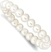[JewelryWeb] 8 8.5mm Freshwater Cultured White Stretch Bracelet-Stretch-Bracelet for Women