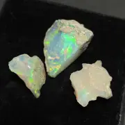 AAA Quality Natural Ethiopian Opal Rough Loose Stone 3 Pcs 16.50-22 MM 24.70 CT