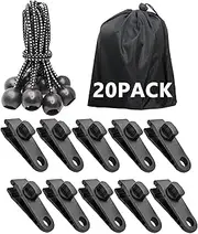 LUYADIN Tarp Clips Heavy Duty Lock Grip,20 Pack Tarp Clamps Bungee Cord Clip for Tent Awnings Caravan Canopies Car Cover Swimming Pool Cover Boat Cover Fasteners Clips