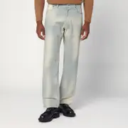 [Prada] Light blue corduroy trousers with washed effect 32 Light blue