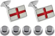 [Select Gifts] Sterling silver enamel St. George flag Cufflinks Shirt Dress Studs Gift Set