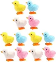 Levemolo 12Pcs Plush Wind Up Chick for Mixed Color Clockwork Jumping Chickens Fun Indoor Pet for Easter Baskets and