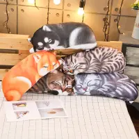在飛比找蝦皮購物優惠-可愛瞌睡貓咪動物抱枕仿真3d創意長條睡覺抱枕玩偶兒童毛絨玩具