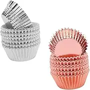 OFFSCH 200pcs Cake Tray Baking Gold Mini Muffin Liners Cupcake Foil Paper Cups Cup Cake Liners Dessert Liners Brownie Cakecup Liners Muffin Tin Liners Black