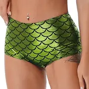 [Sinleey] Women Candy Color Fish Scale Shiny Metallic Micro Mini Shorts Sexy Booty Shorts Clubwear Hot Shorts