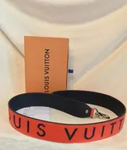 NEW LOUIS VUITTON Orange And Dark Navy Leather 45” Handbag Briefcase Strap
