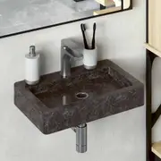 vidaXL Wall-mounted Sink Black 38x24x6.5 cm Marble