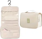 [DAWNTREES] Hanging Travel Toiletry Bag Cosmetic Make up Organizer for Women and Girls,Travel Accessories,Make Up Bag Toiletries Waterproof. (Beige)