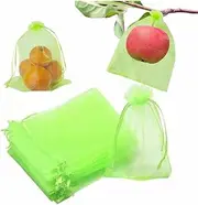 50 Pcs Fruit Protection Bags,Ladiz 5.9 * 7.8Inch Reusable Mesh Drawstring Protectors Bag,Netting Bags for Fruit Trees Plants Vegetables to Protect from Pest Birds and Insects (Green)
