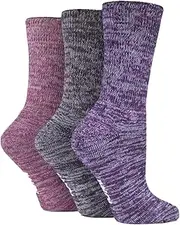 IOMI FOOTNURSE Unisex Cushion Foot Diabetic Socks - 3 Pairs, Black Pink Purple - Men's 4-8 UK / 5-9 US