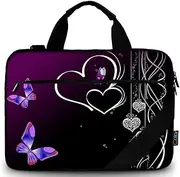 13 13.3 Inch Laptop Bag with Shoulder Strap, Canvas Messenger Bag, Travel Bag, Protective Carry Bag with Adjustable Strap, for 12-13.3 Inch Computer, Ultrabook, Netbook, Heart Butterfly,