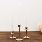 3 GOLD Metal Taper CANDLESTICK HOLDERS Wedding Party Events Decorations Supplies