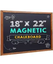 Besso Wood Framed Chalkboard - Premium Magnetic 18 x 22 Rustic Chalk Board, G...