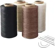 4pcs 260 Meter 0.8mm 150D Flat Leather Waxed Thread Cord Craft with 1 Set (7pcs)