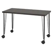 LAGKAPTEN / KRILLE desk, black-brown/black, 120x60 cm