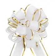 5pcs 4 Inch Large Big Pull Bow Gift Wrapping Bows Ribbon for Christmas, White