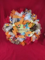 Fall Pumpkin Patch Deco Mesh Ribbon Wreath