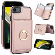 IPhone 7 Plus/IPhone 8 Plus Case With Card Holder,Military Grade Drop Protection,Durable Shockproof Cover-Rose Gold