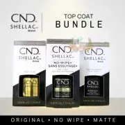 CND Shellac Top Coat Bundle Set 3 Original + No Wipe + Matte 0.25 oz Each