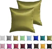 Silky Soft Satin European Pillowcase Pillow Sham - 2 Pack - 65cm x 65cm (Olive)