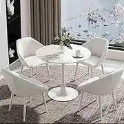 HOLGVE Small Conference Set, Office Reception Room Club Table and Chair Set, Negotiation Round Table, Simple Space-Saving Kitchen Dining Coffee Table(White,27.5in/70cm)