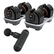 NonZero Gravity PowerDyne 80lbs Adjustable Dumbbell Set with Therapy Massage Gun