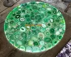 Natural Green Agate Round Table , Agate Stone Table Round Agate Coffee Table Top