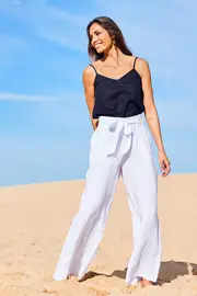 Linen Long Line Pants--NBIRD-70