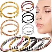 TOGEVAL 10pcs Women Girls Stainless Steel Nose Rings Spiral Nose Hoops Fashion Decorative Helix Piercing Jewellery Comfortable and Durable